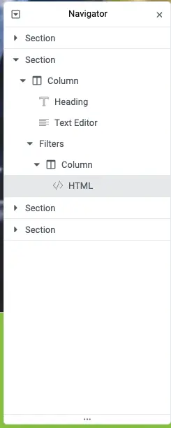 The script is found in the HTML block underneath Filters section.