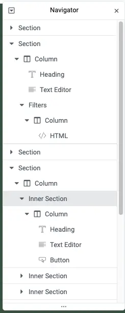 Example of an Inner Section in the Navigator view