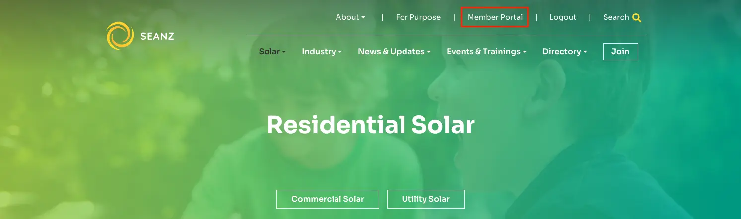 Member Portal link in the nav