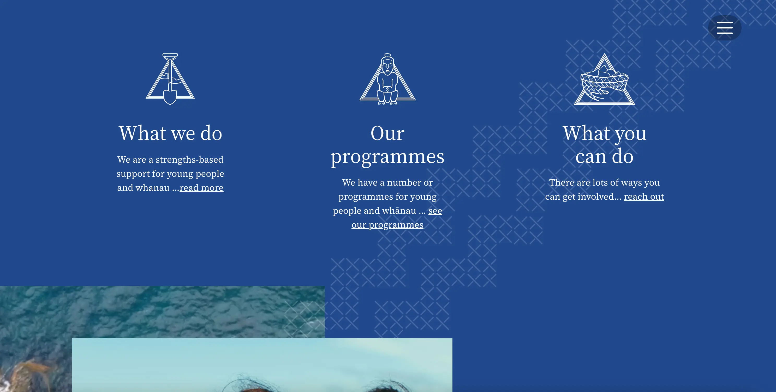 Pattern on homepage across a content module (three-tiles)