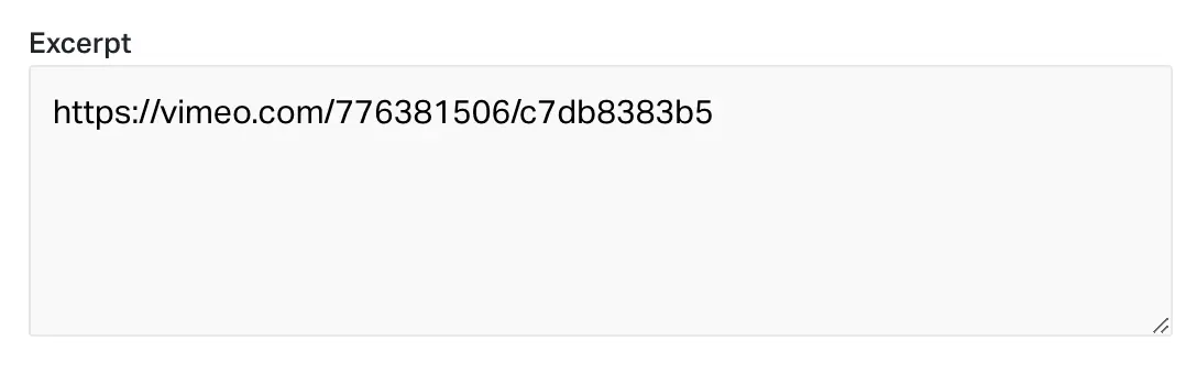 Vimeo URL in excerpt field