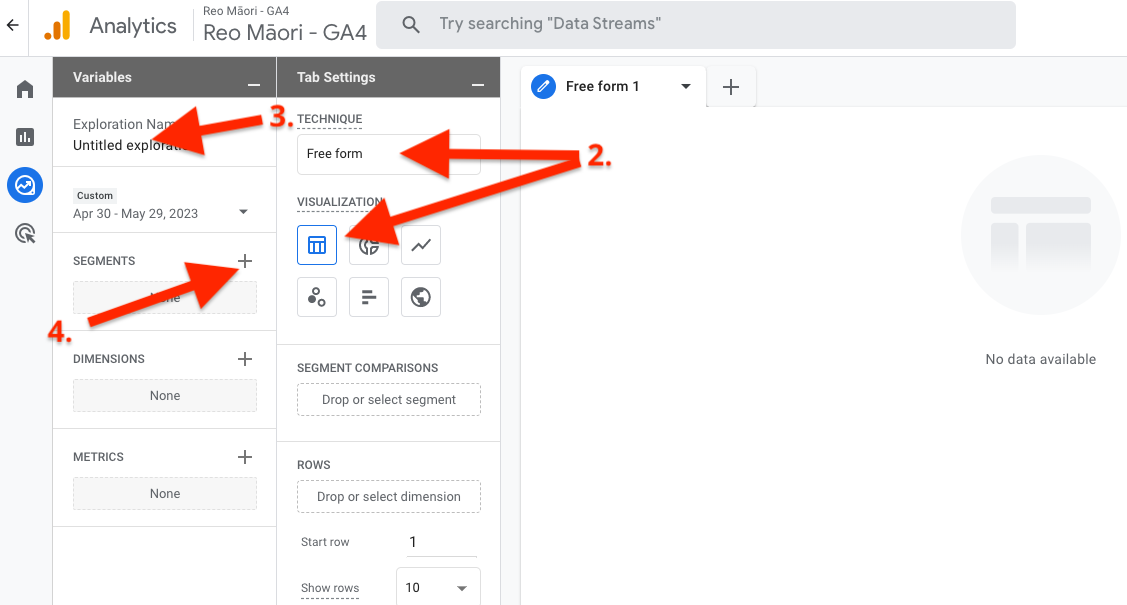 Check Tab Settings, Name, then add Segment
