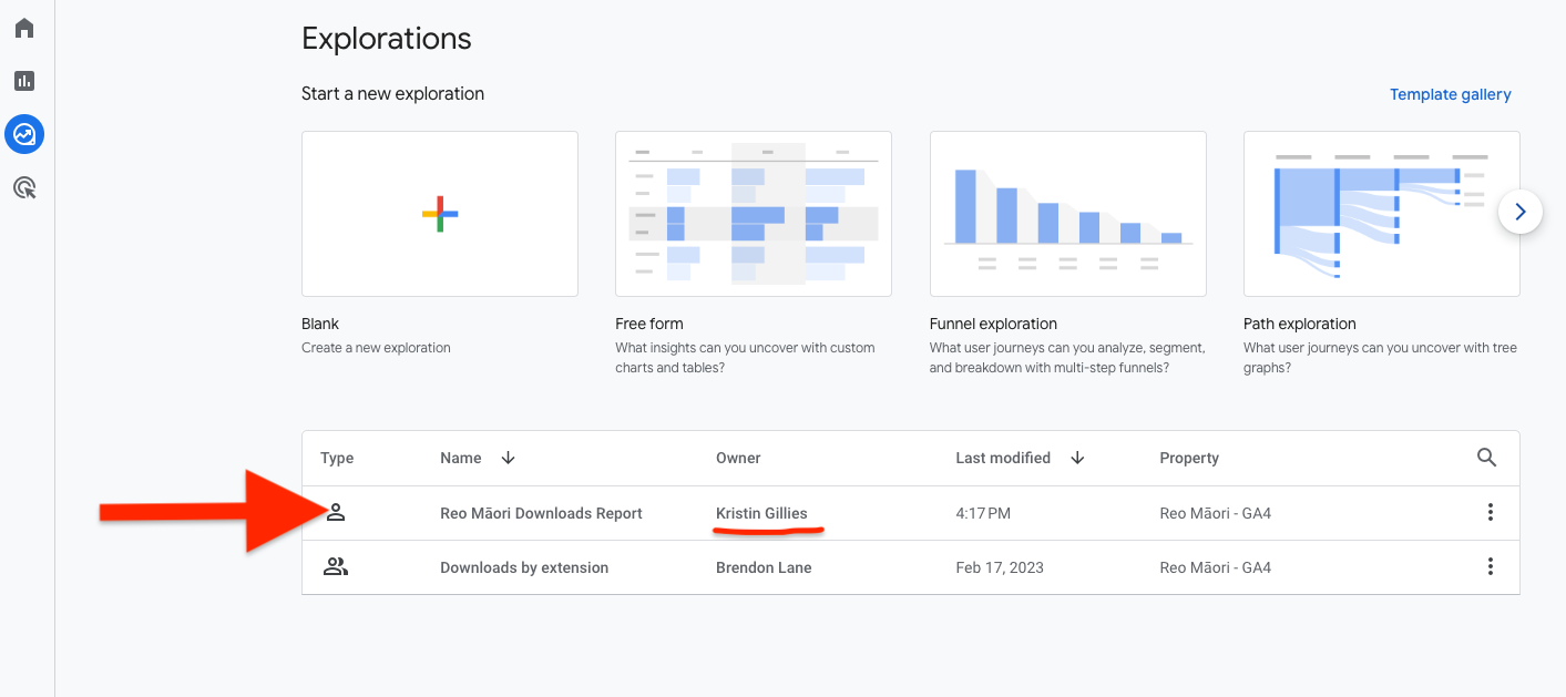 Existing Report with Ownership