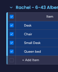 Bulk Select all items at collection point to change status